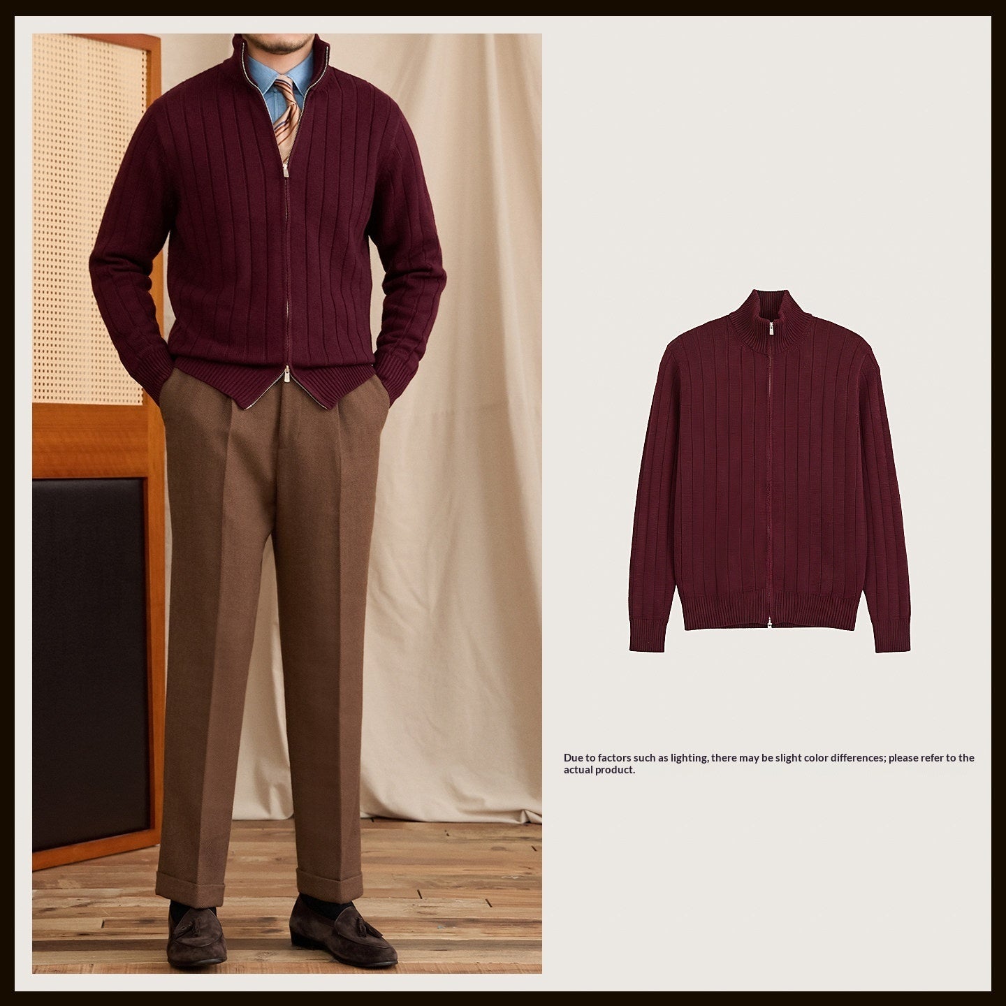 Veste pull à col roulé en maille de laine mélangée, coupe ajustée et polyvalente