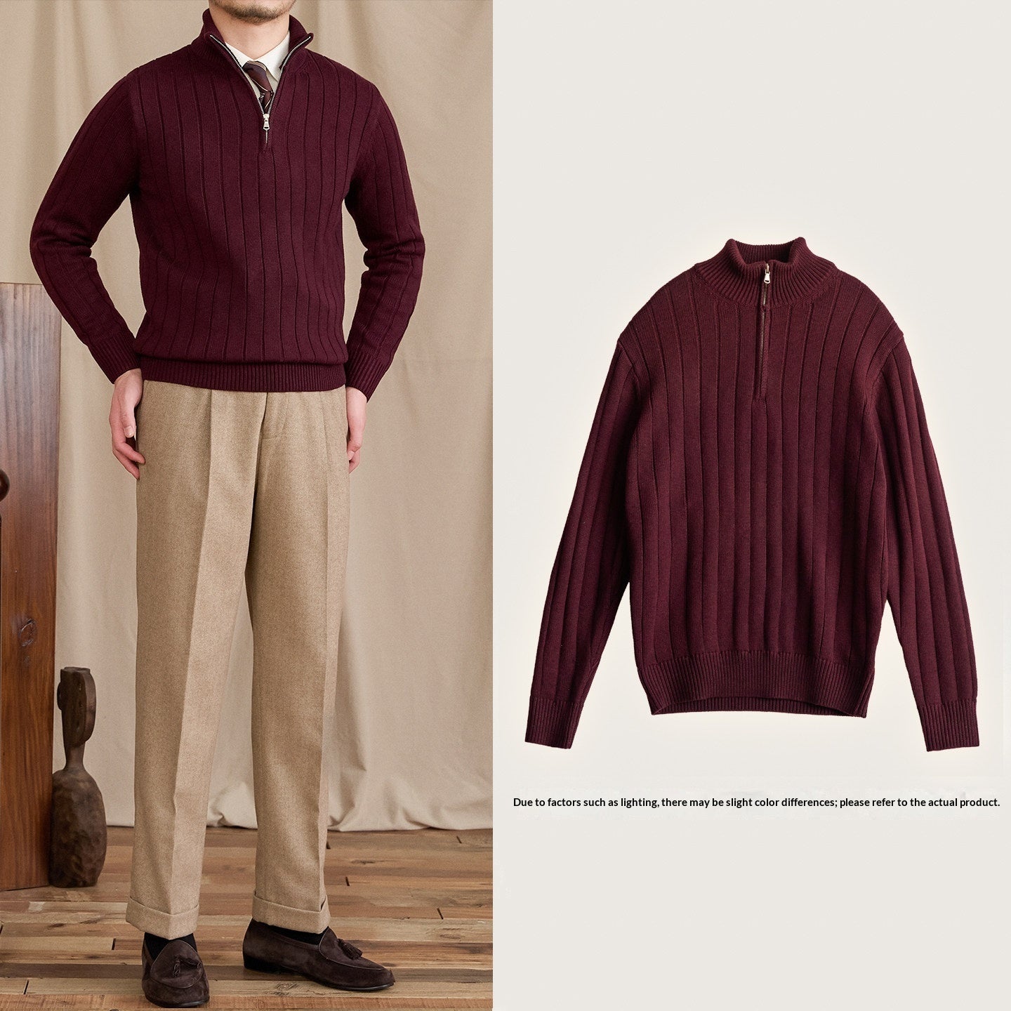 Men's Half-high Collar Zipper Sweater