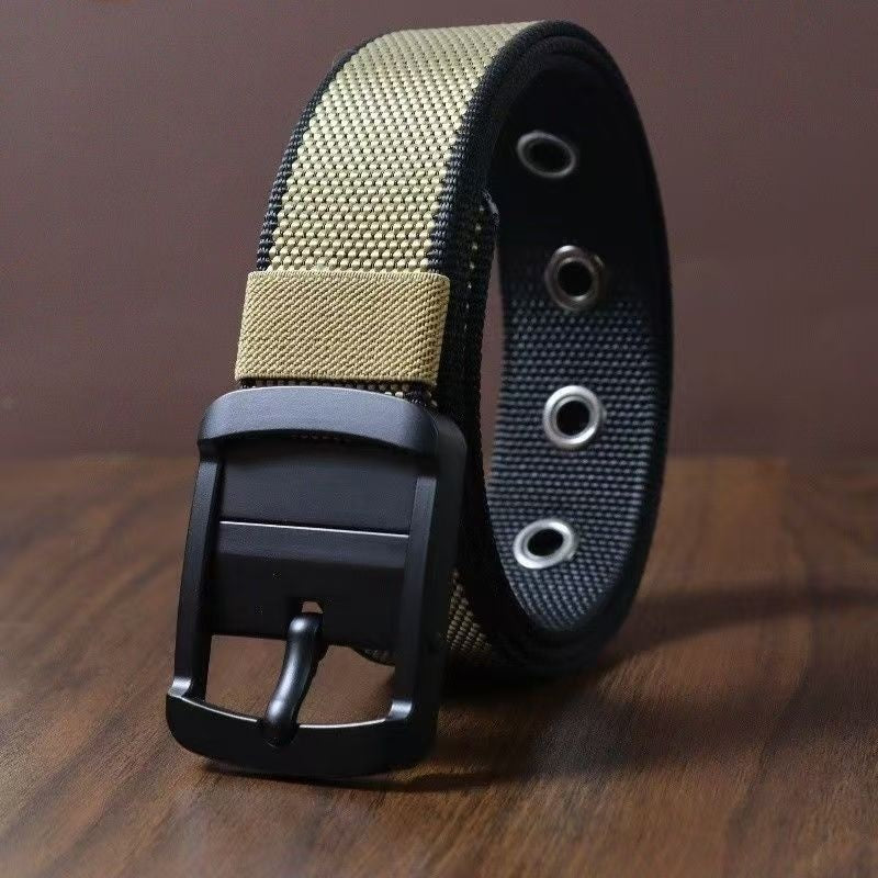 New Mens Rotating Nylon Belt With A Double-sided Pin Buckle