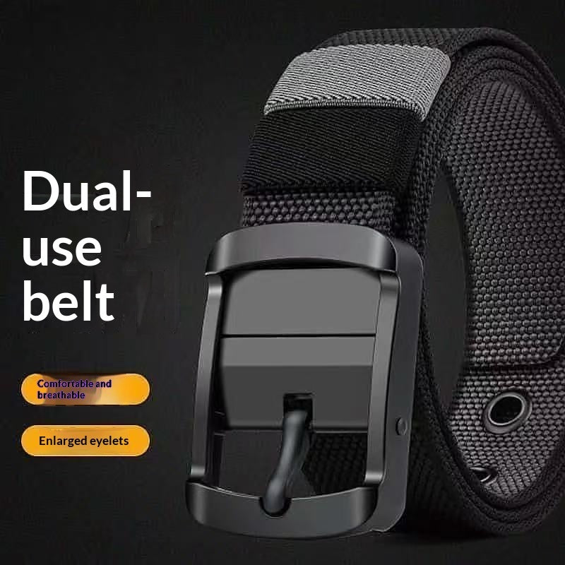 New Mens Rotating Nylon Belt With A Double-sided Pin Buckle