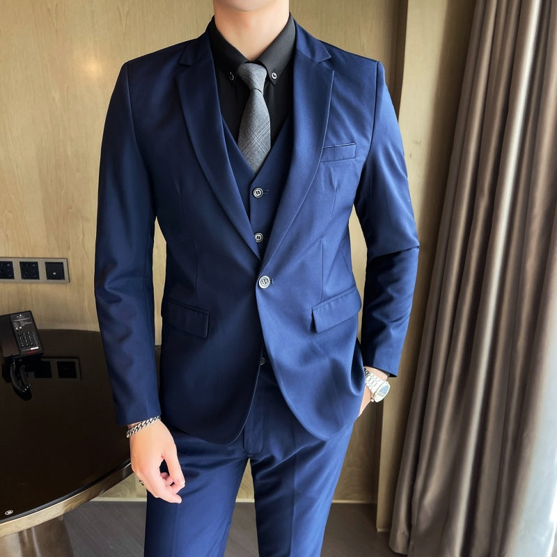 Mens Casual British-Style Slim-Fit Suit Set