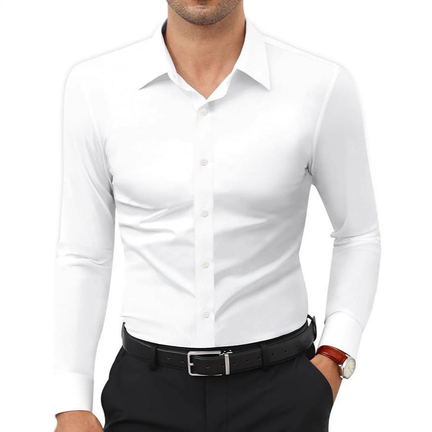 Mens Slim-Fit Solid-Color Work Shirt From Europe And The US - O'Callaghan Group