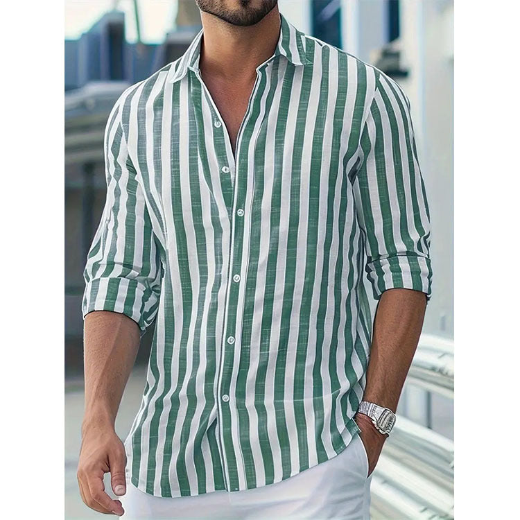 Chemise rayée élégante à manches longues pour homme
