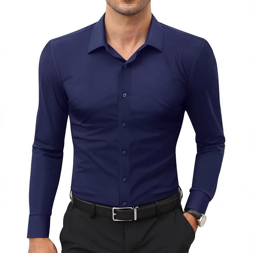Mens Slim-Fit Solid-Color Work Shirt From Europe And The US - O'Callaghan Group