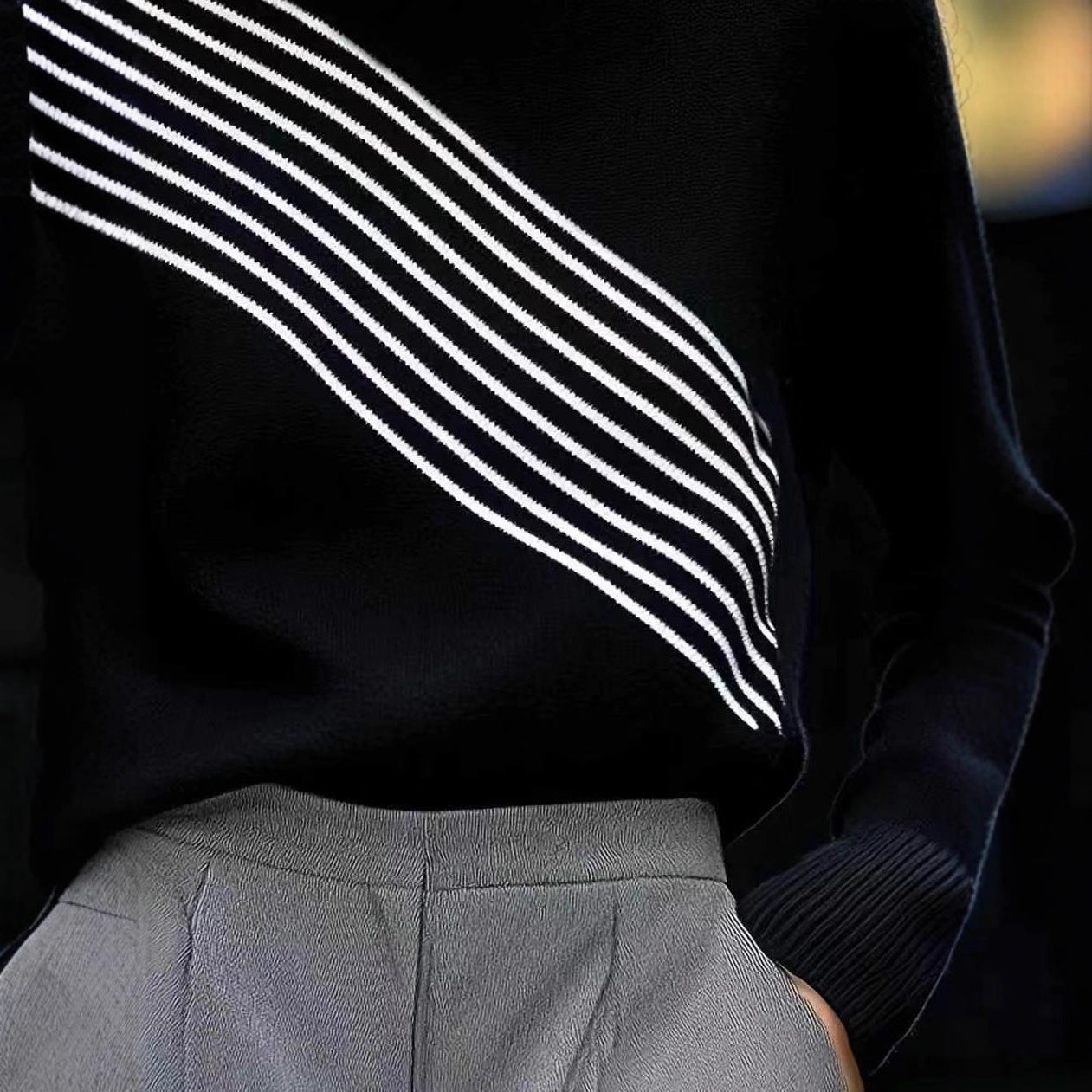 Nouveau pull à col roulé rayé et color-block pour femme, automne-hiver