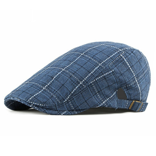 Casquette rétro britannique à carreaux vichy pour homme