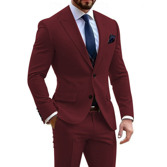 Costume deux pièces slim fit pour homme, style business-casual, idéal pour les réunions