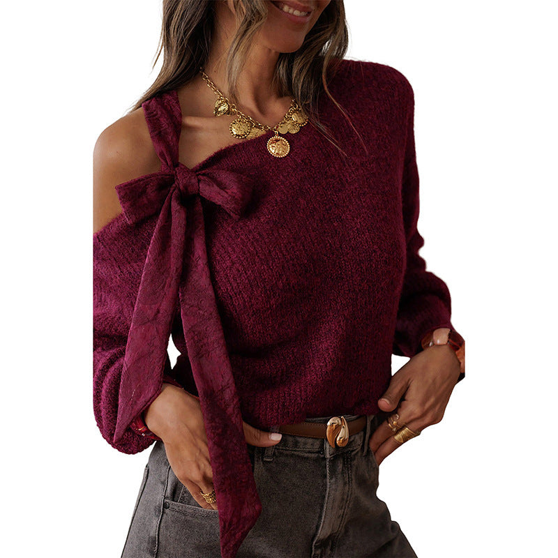 Pull uni intemporel pour femme, style européen et américain, qui rajeunit le visage.