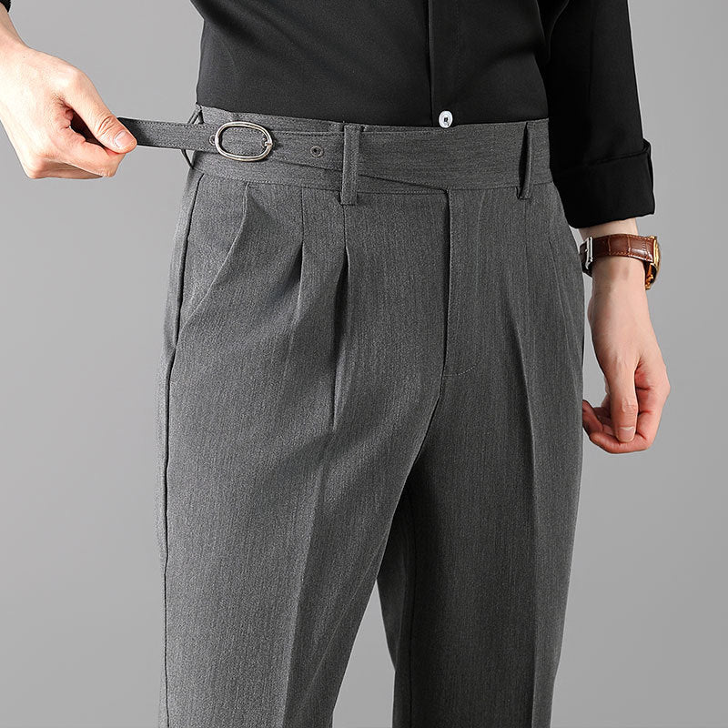 Pantalon slim pour homme, coupe droite, style britannique