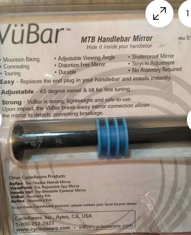 Cycleaware Vubar Bar End Bicycle Mirror