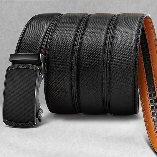 Ceinture en cuir pour homme à boucle automatique et finition mate