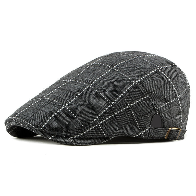 Casquette rétro britannique à carreaux vichy pour homme