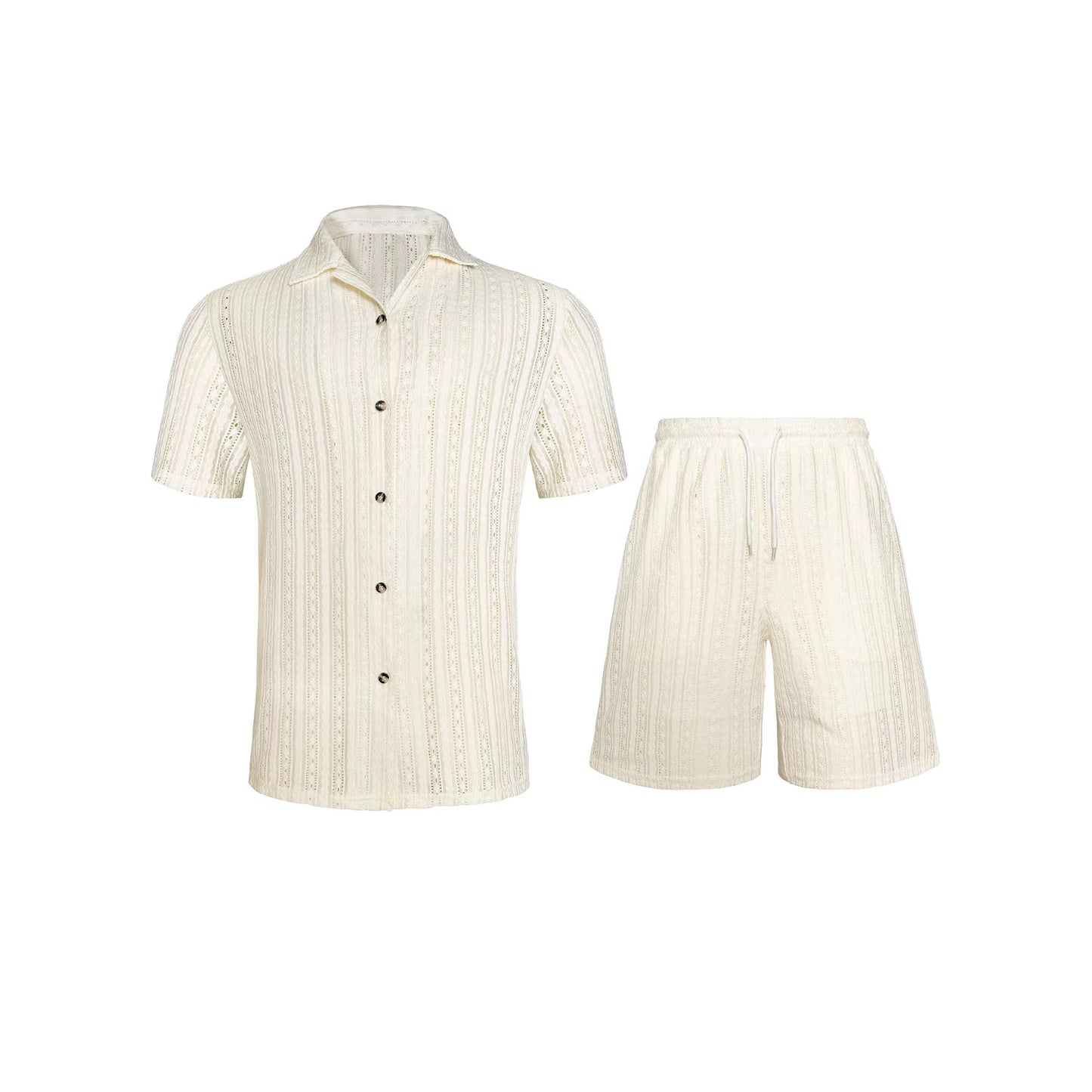 Ensemble chemise à manches courtes et short respirant ajouré pour homme
