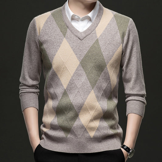 Mens Stylish Casual V-Neck Knitted Sweater - O'Callaghan Group