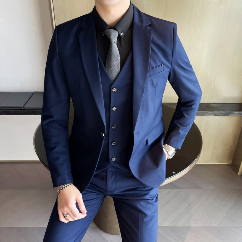 Mens Casual British-Style Slim-Fit Suit Set