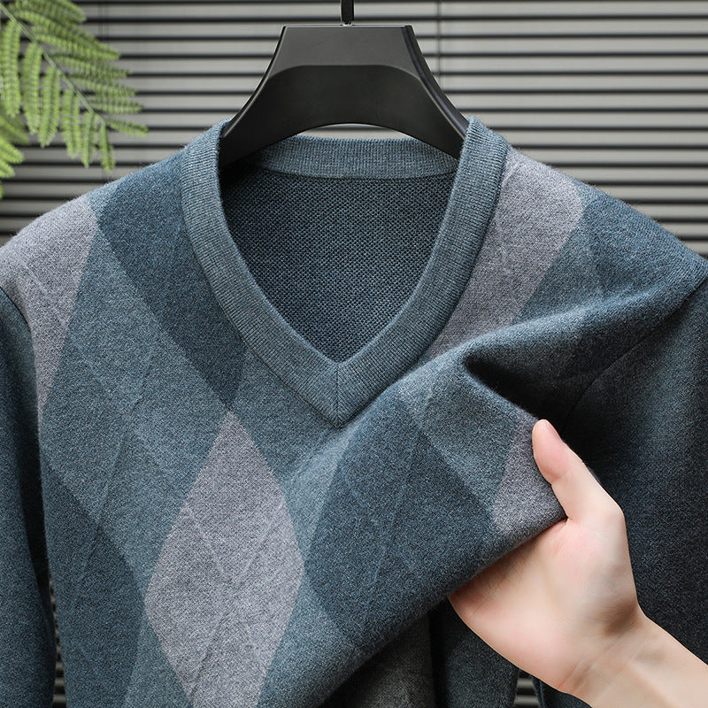 Mens Stylish Casual V-Neck Knitted Sweater - O'Callaghan Group