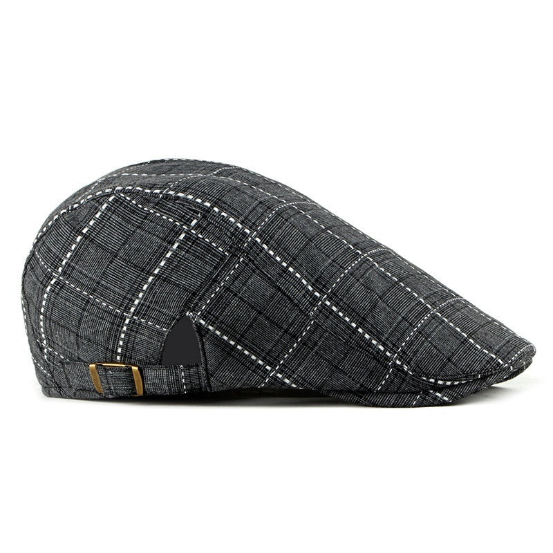 Casquette rétro britannique à carreaux vichy pour homme