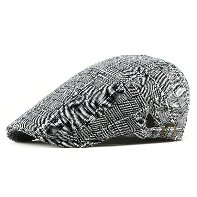 Casquette rétro britannique à carreaux vichy pour homme