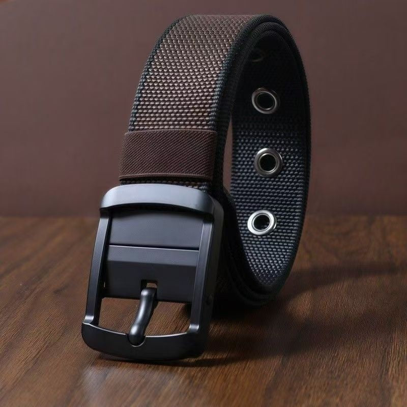 New Mens Rotating Nylon Belt With A Double-sided Pin Buckle
