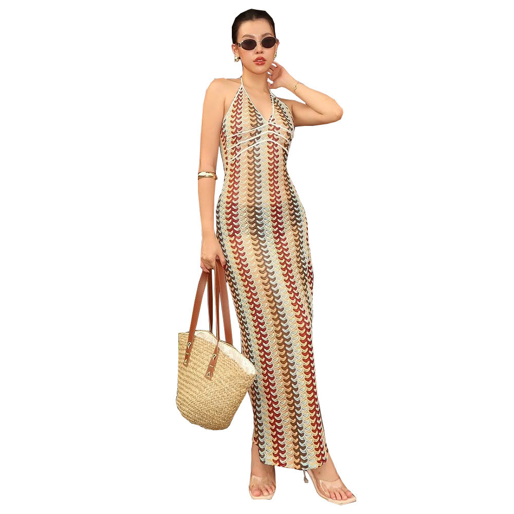 Robe débardeur rayée sexy et élégante pour femmes