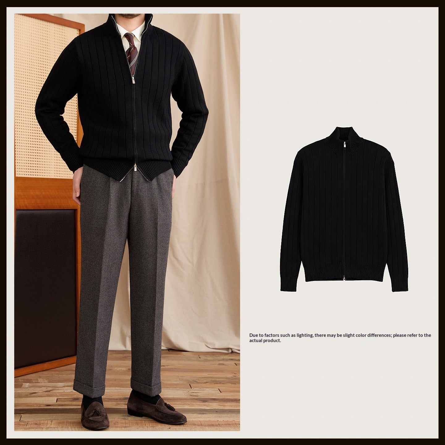 Veste pull à col roulé en maille de laine mélangée, coupe ajustée et polyvalente