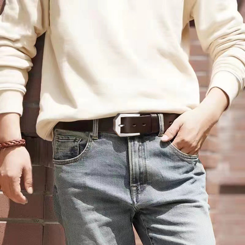 Ceinture en denim polyvalente pour homme, style décontracté chic