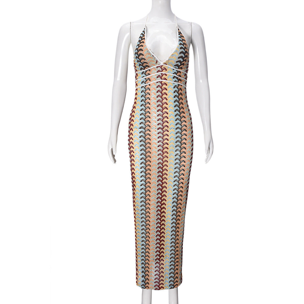Robe débardeur rayée sexy et élégante pour femmes