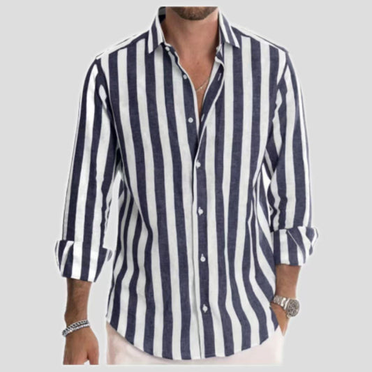 Chemise rayée élégante à manches longues pour homme