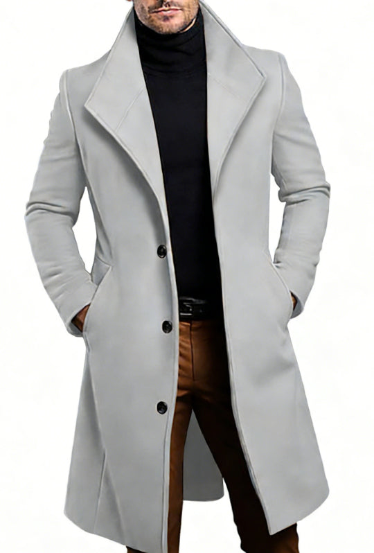 Mens Mid-length Wool Coattrench Coat