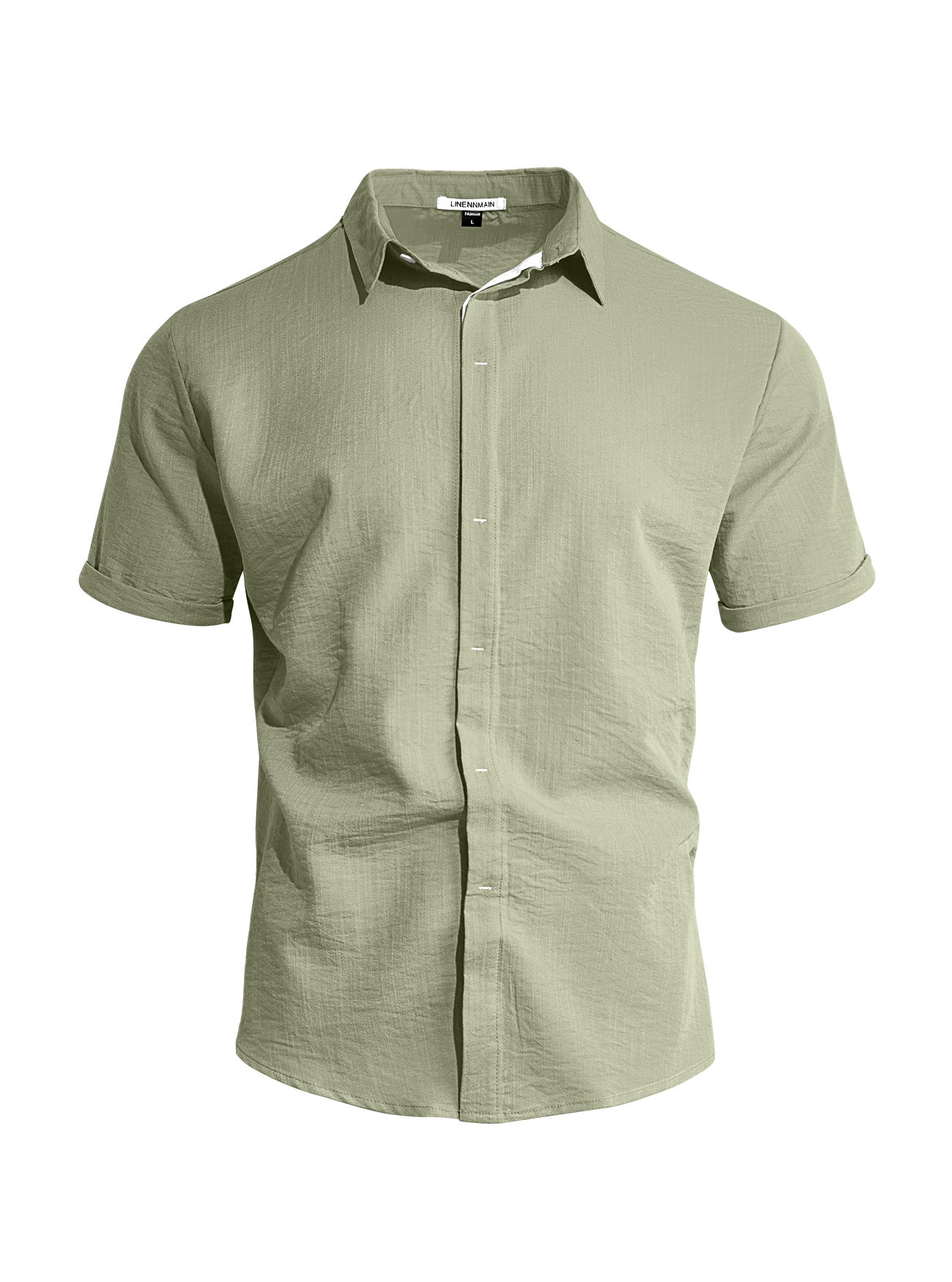 Chemise à revers à manches courtes pour homme, couleur unie
