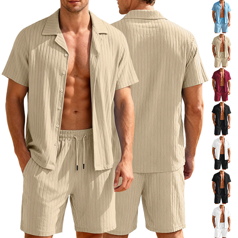 Ensemble chemise boutonnée décontractée et short pour homme