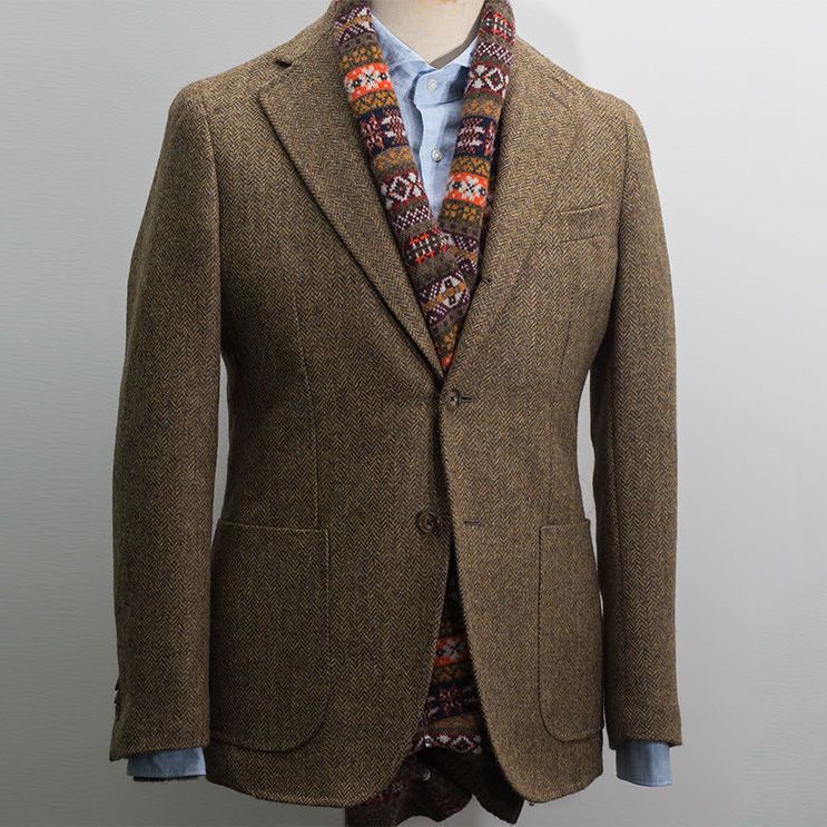 Mens British Style Retro Tweed Wool Blazer