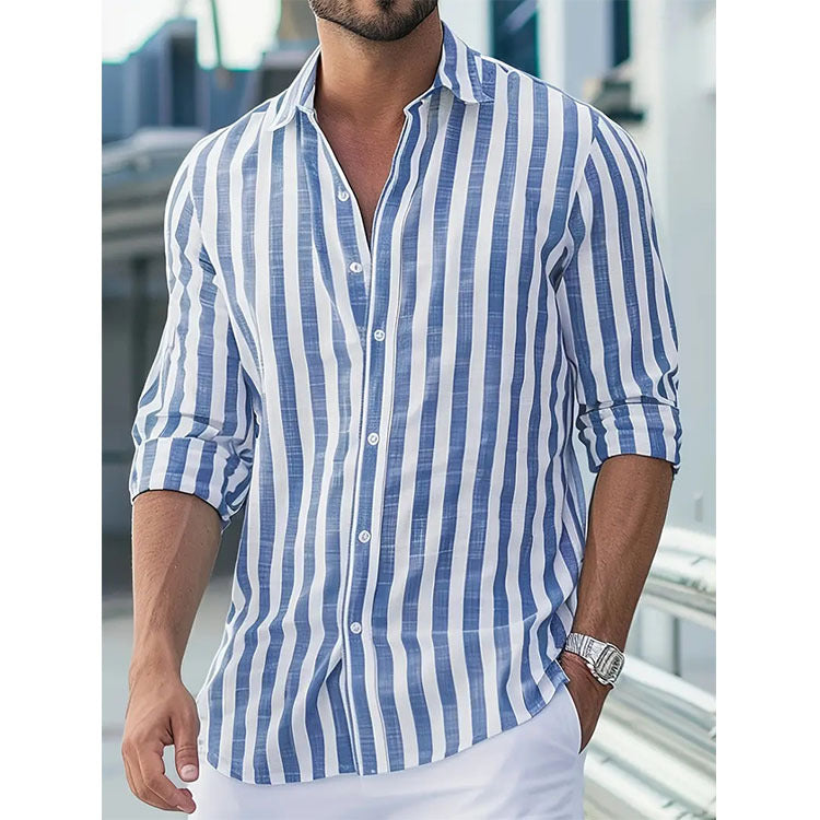 Chemise rayée élégante à manches longues pour homme