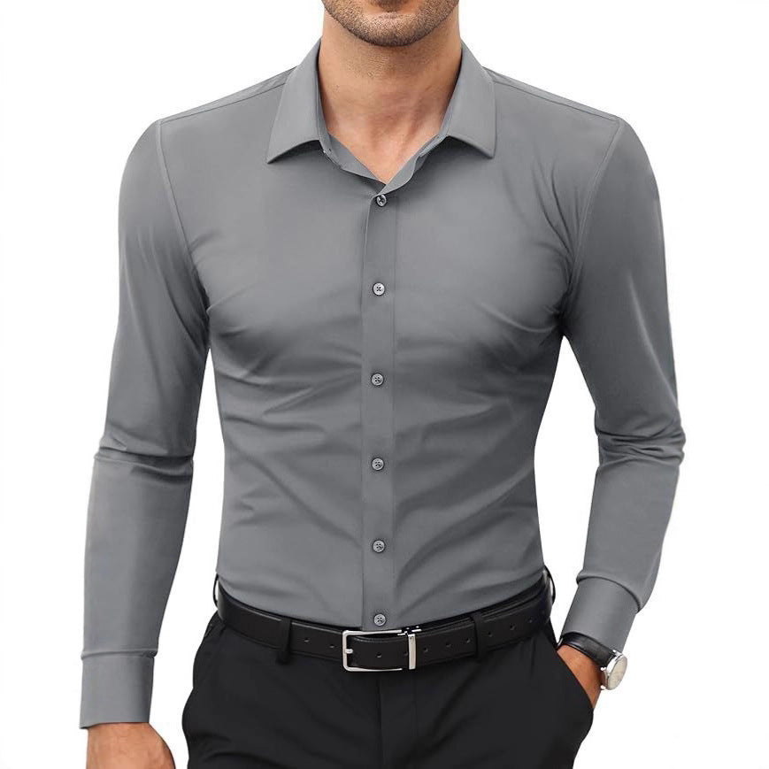 Mens Slim-Fit Solid-Color Work Shirt From Europe And The US - O'Callaghan Group