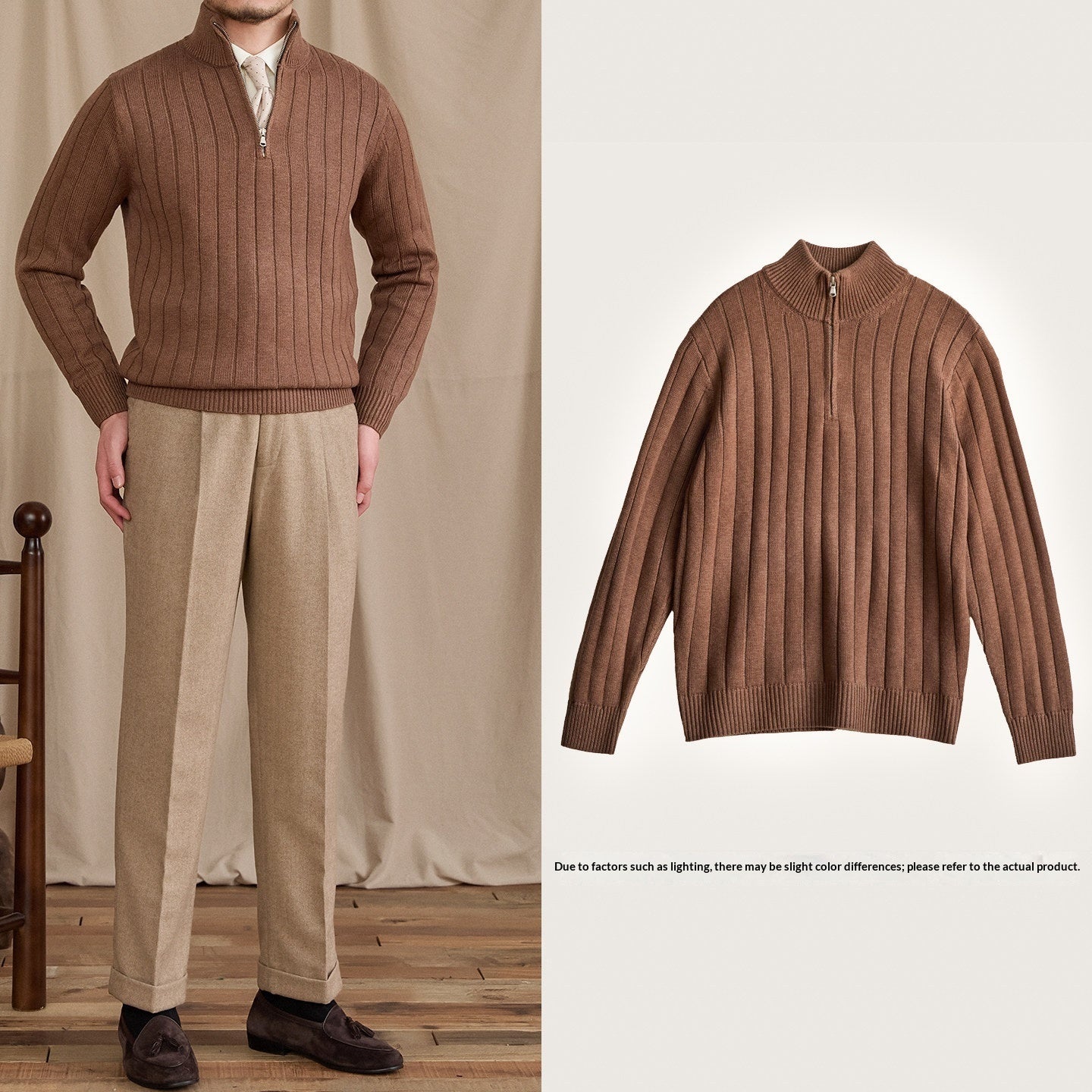 Men's Half-high Collar Zipper Sweater