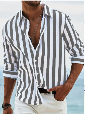 Chemise rayée élégante à manches longues pour homme