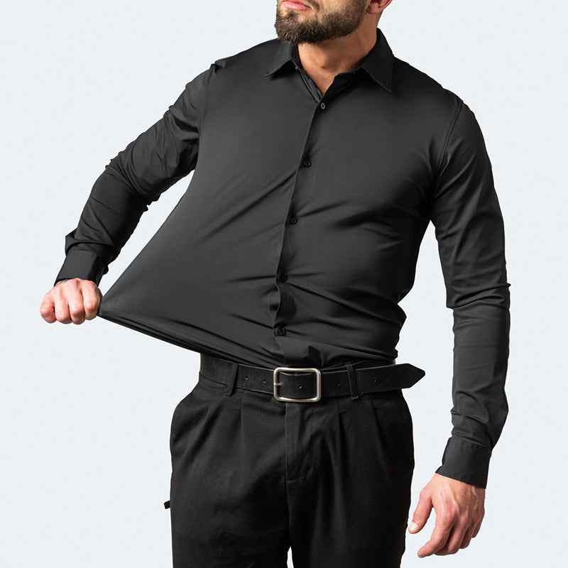 Chemise homme légère, extensible dans les quatre sens et infroissable, sans repassage