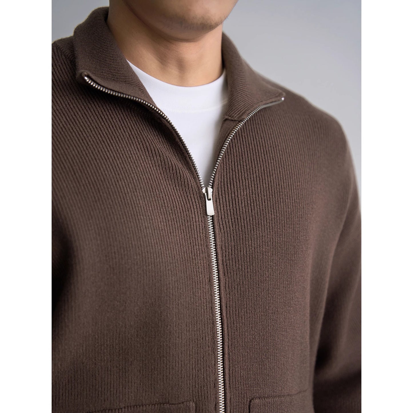 Mens AutumnWinter Zip-Up Sweater Top Coat
