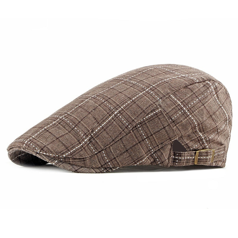 Casquette rétro britannique à carreaux vichy pour homme