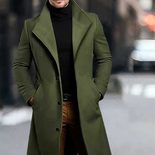 Manteau trench-coat mi-long en laine pour homme