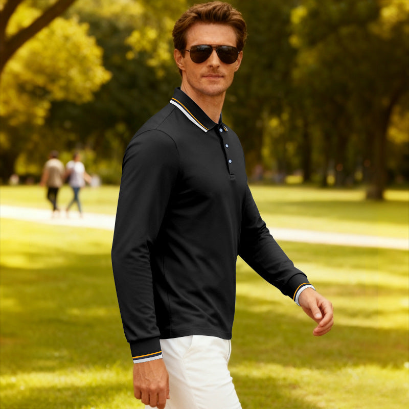 Mens Casual Jacquard Polo Shirtquick-drying Breathable