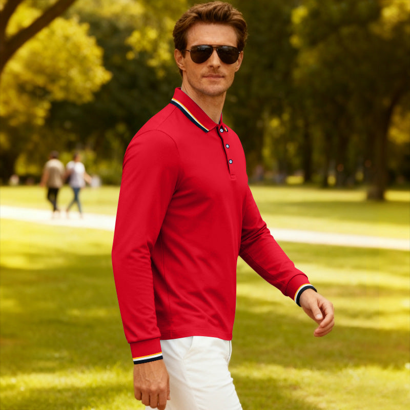 Mens Casual Jacquard Polo Shirtquick-drying Breathable