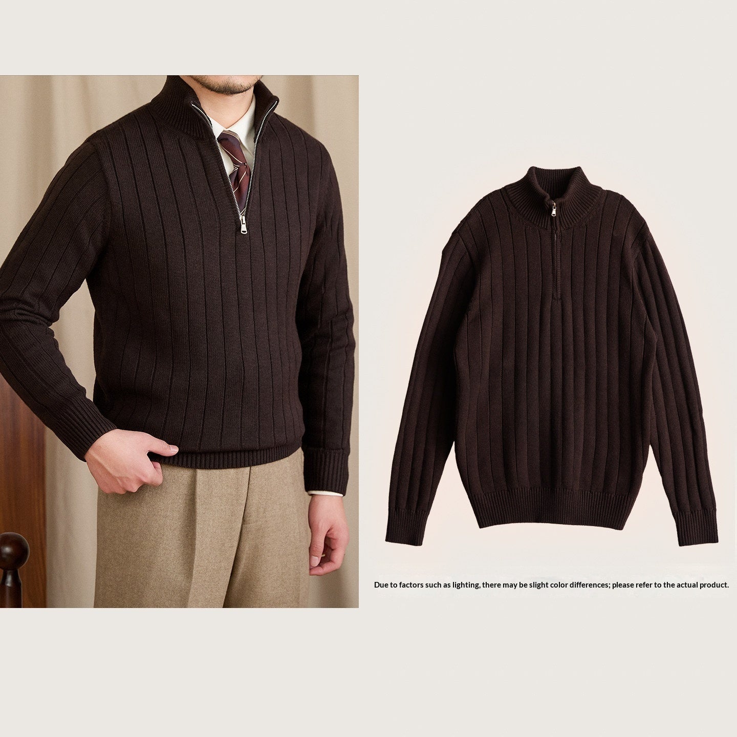 Men's Half-high Collar Zipper Sweater