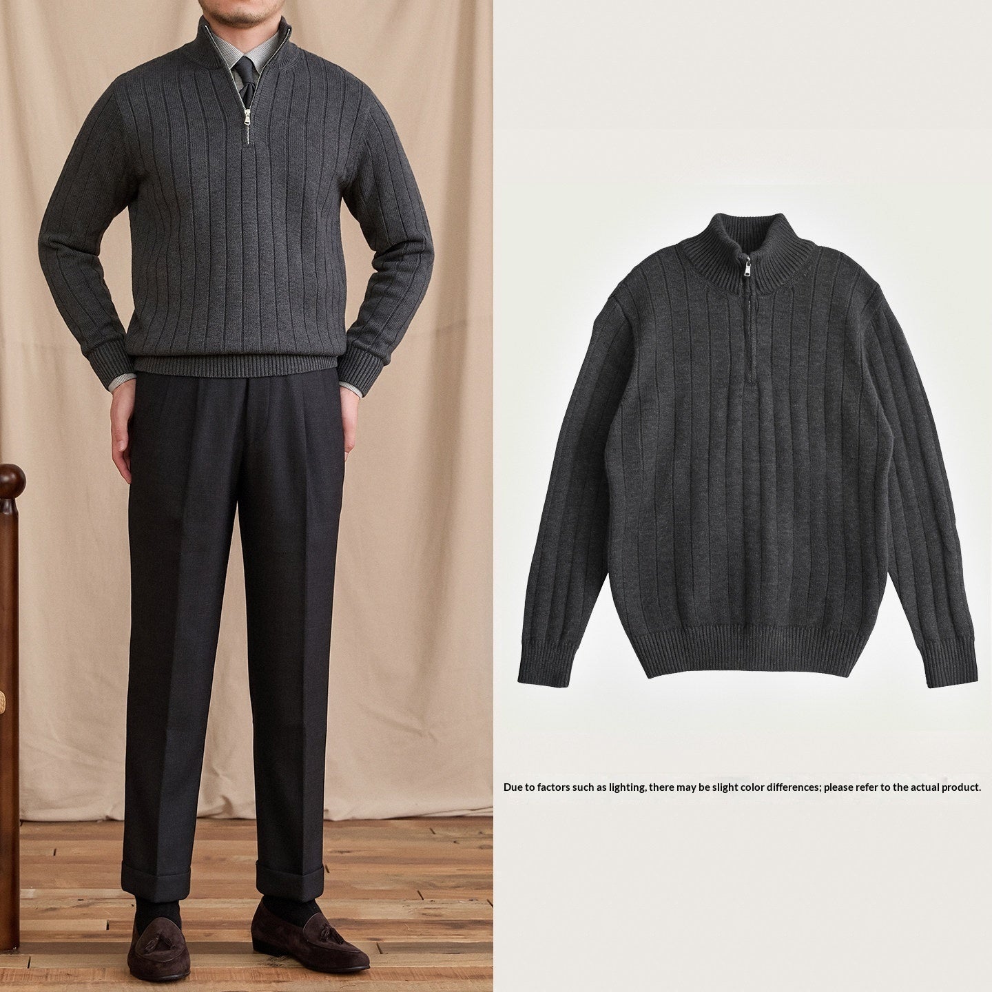 Men's Half-high Collar Zipper Sweater