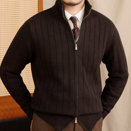 Veste pull à col roulé en maille de laine mélangée, coupe ajustée et polyvalente