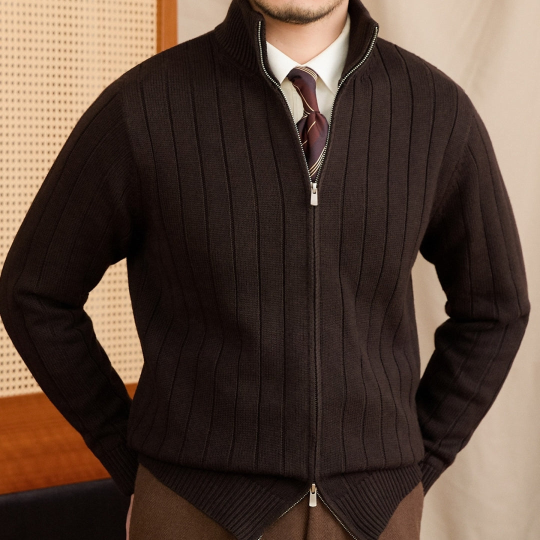 Veste pull à col roulé en maille de laine mélangée, coupe ajustée et polyvalente