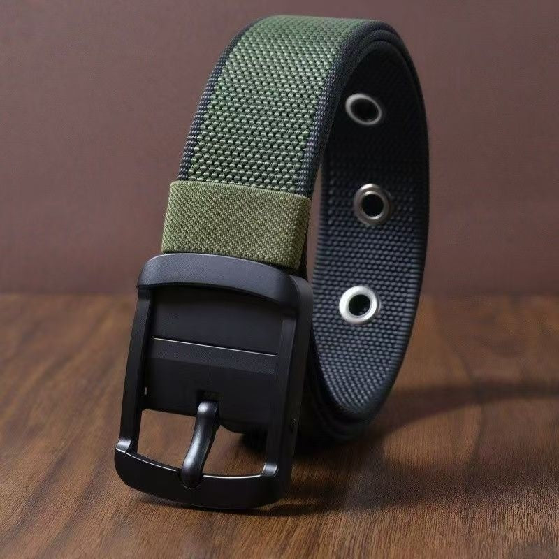 New Mens Rotating Nylon Belt With A Double-sided Pin Buckle