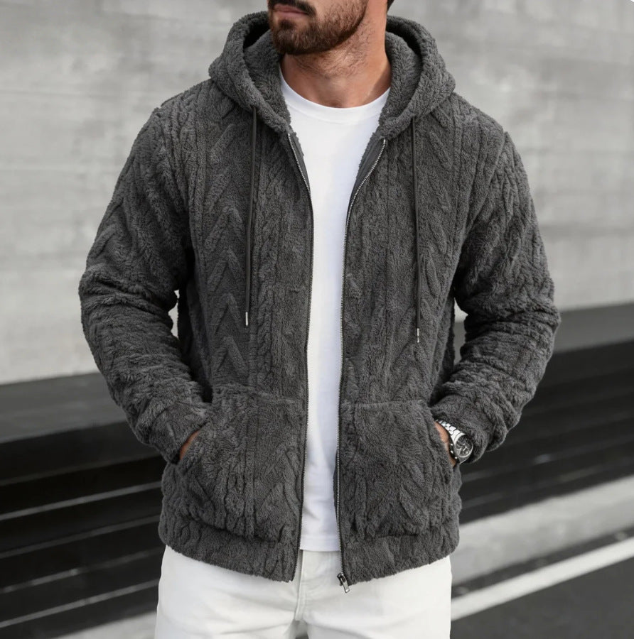 Mens Casual Hooded Sweatshirt Fallwinter Loose-fitting Knitwear